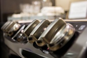 close up of knobs on range oven